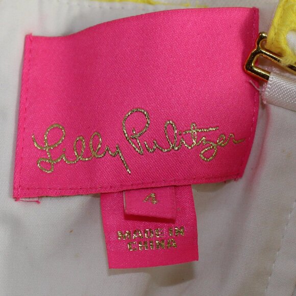 Lilly Pulitzer Blossom Yellow White Eyelet Sweetheart Fit Sun Dress, Size 4 - Picture 8 of 8